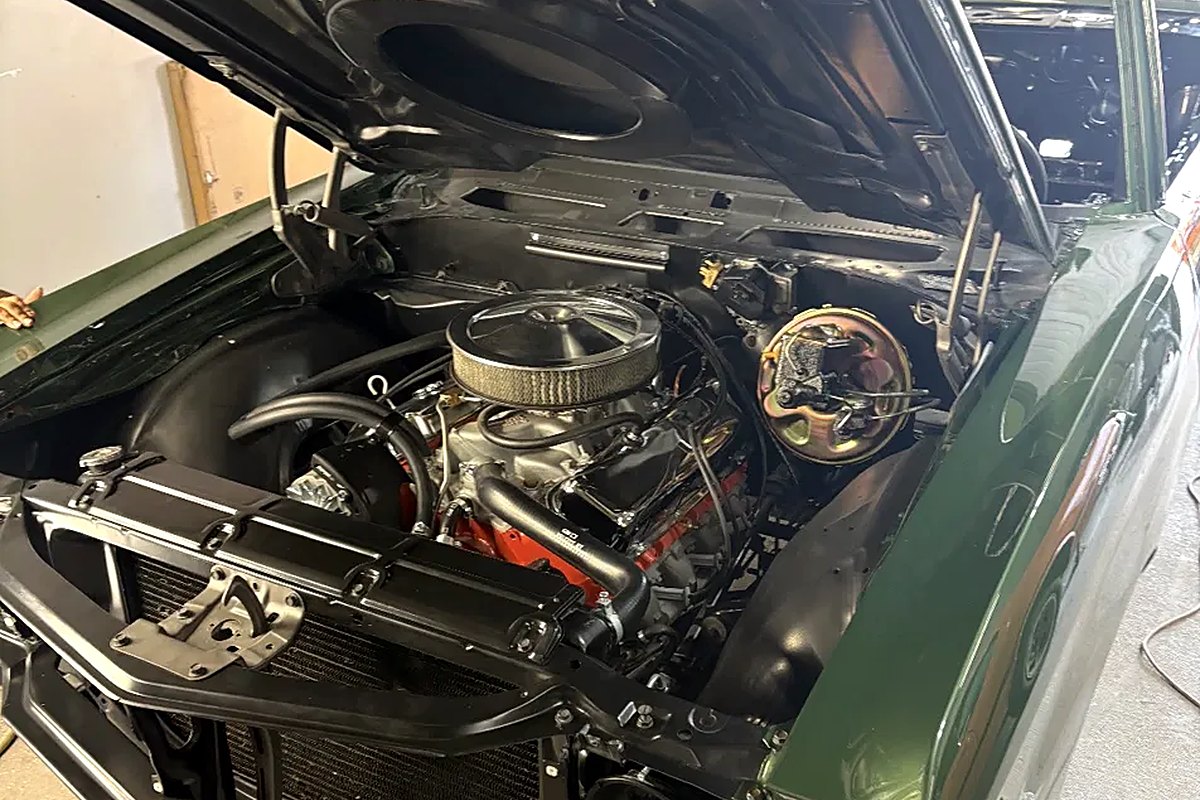 Chevelle SS engine bay with the hood open